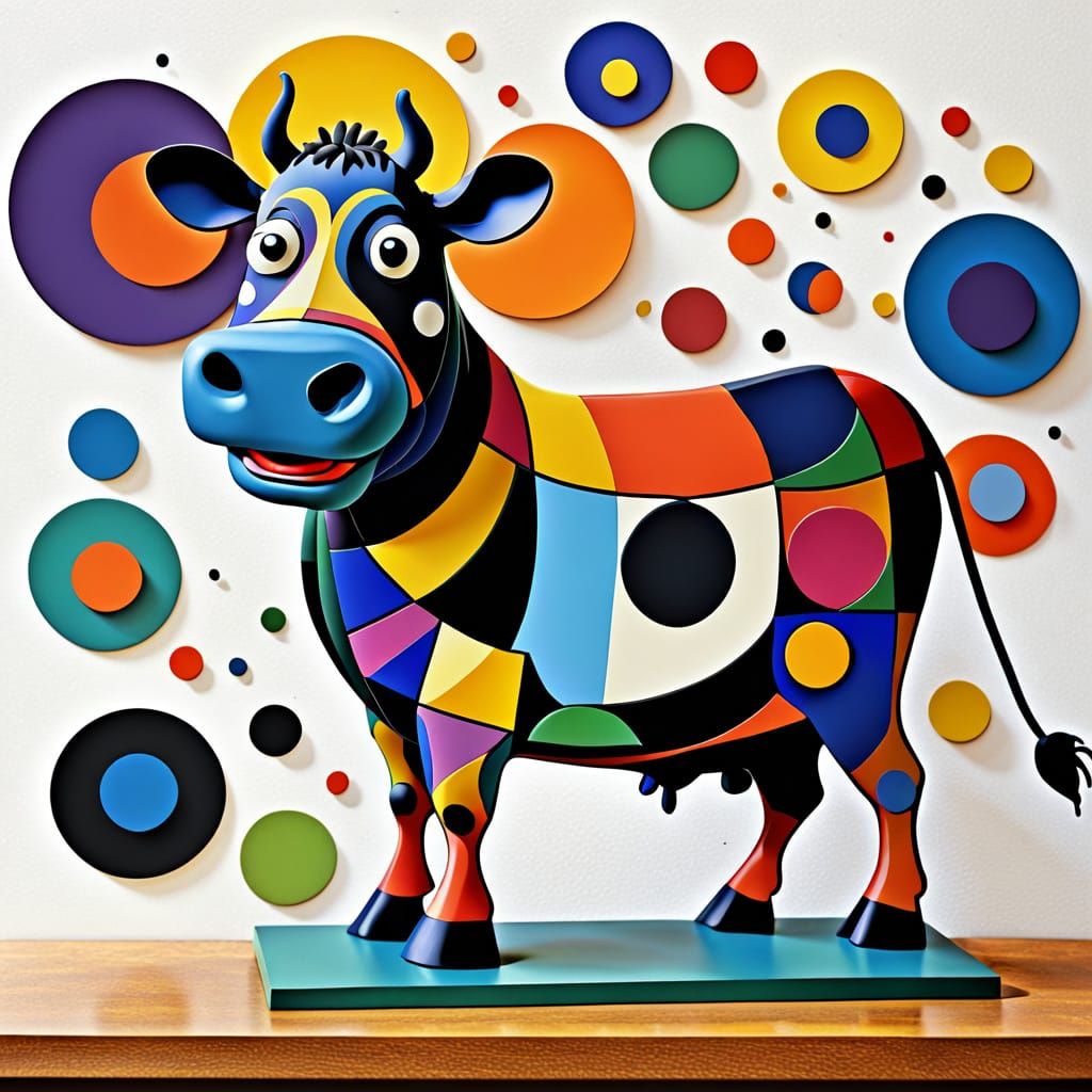 cow with goofy eyes deep col...