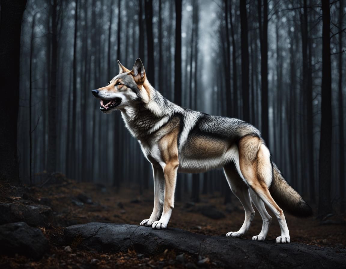 Hyperrealistic Fenrir Wolf Howling at Midnight