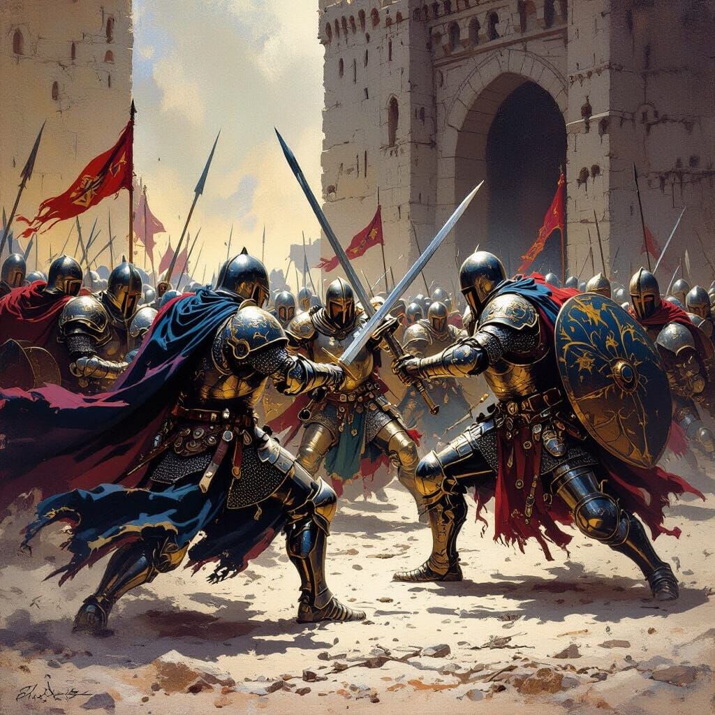 Epic Battle: Knights and Saracens in Medieval Fantasy