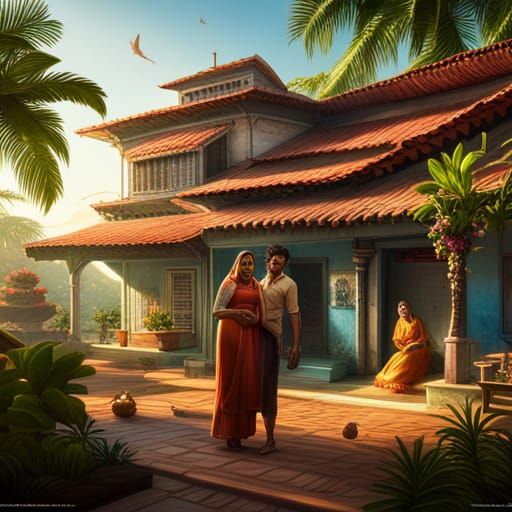 Kerala House Maid and Boyfriend: Matte Painting