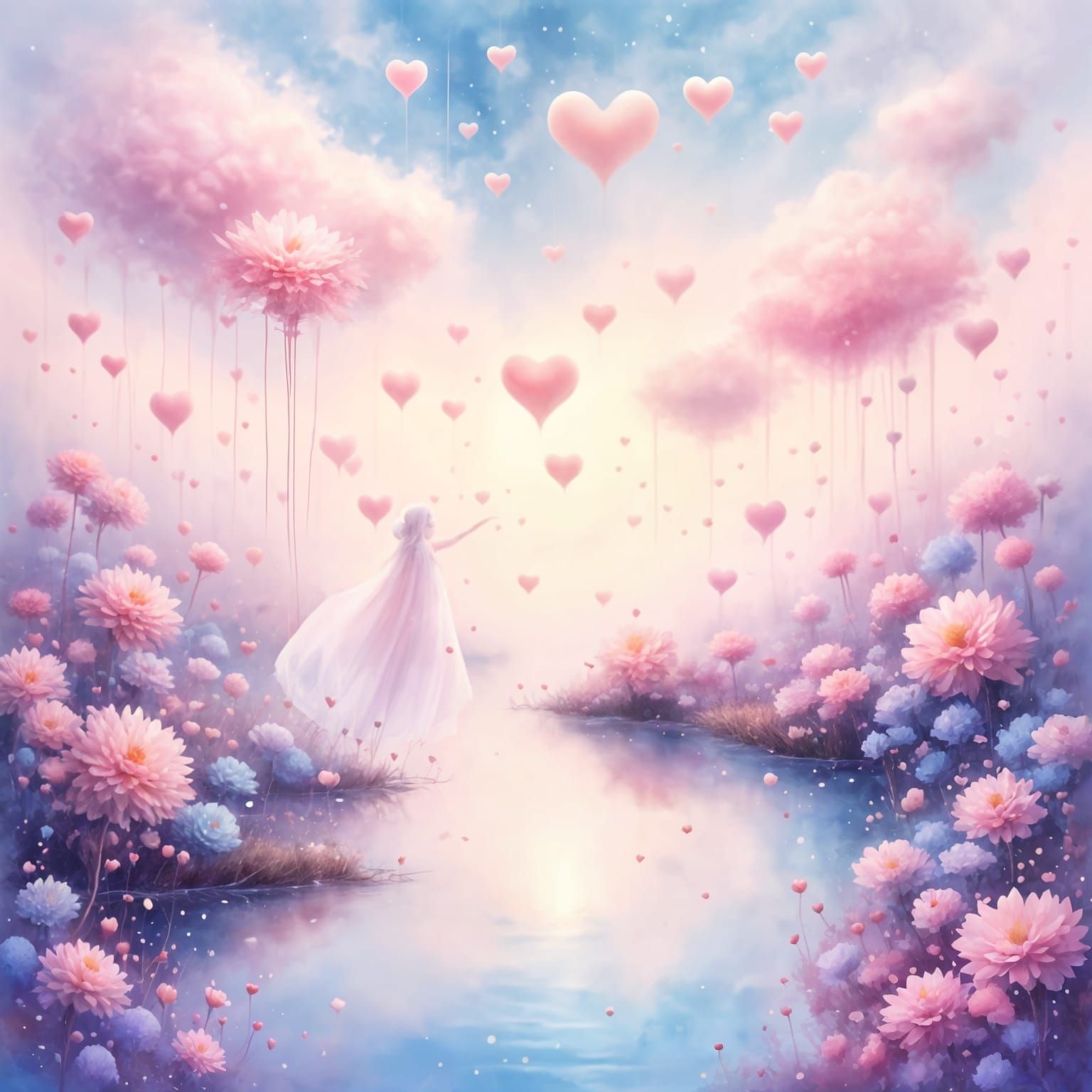 Ethereal Landscape of Inner Peace in Soft Pastels