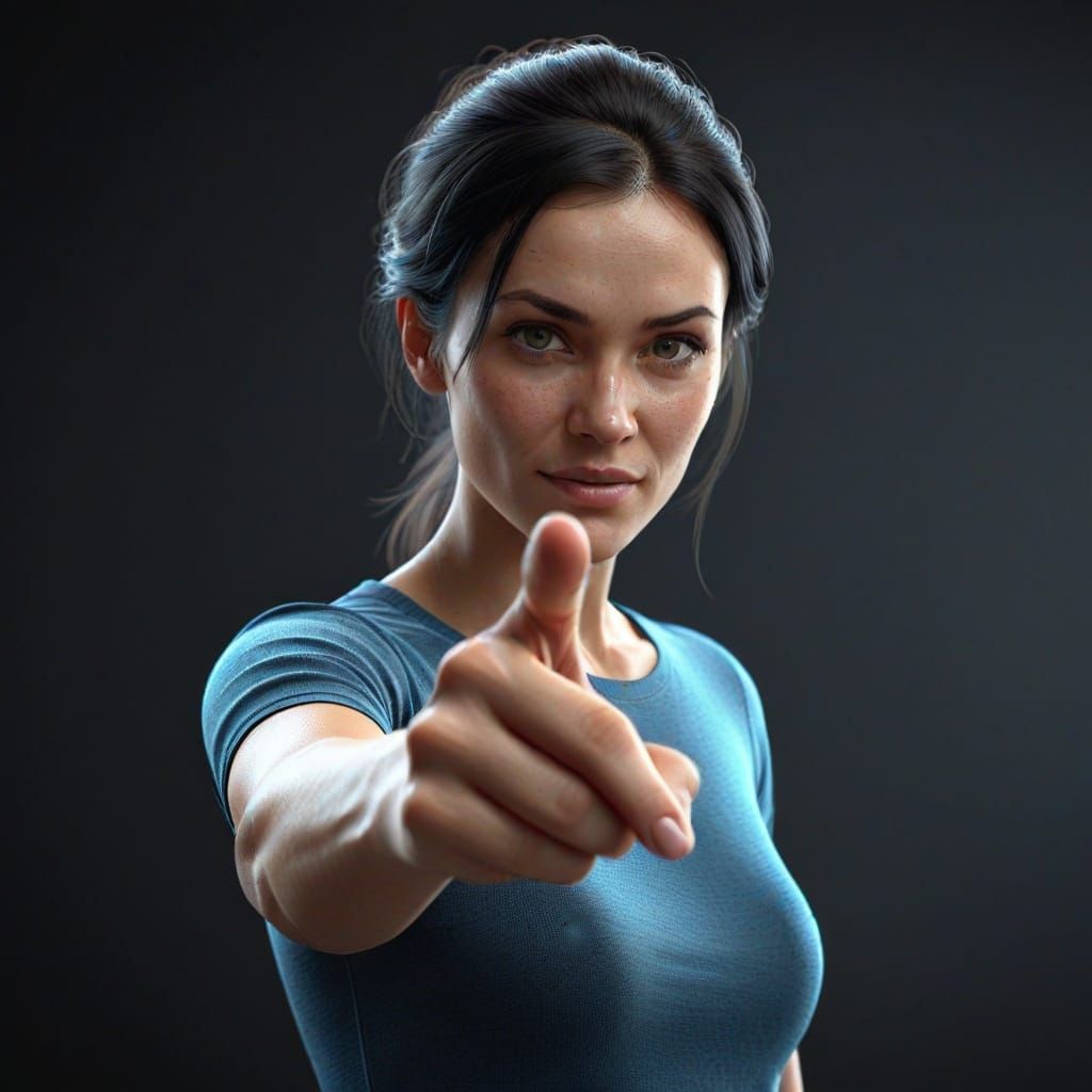 Woman's Finger Points: Hyperdetailed Octane Render