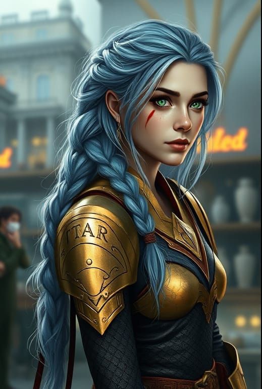 Two Worlds: Warrior and Woman in Digital Painting