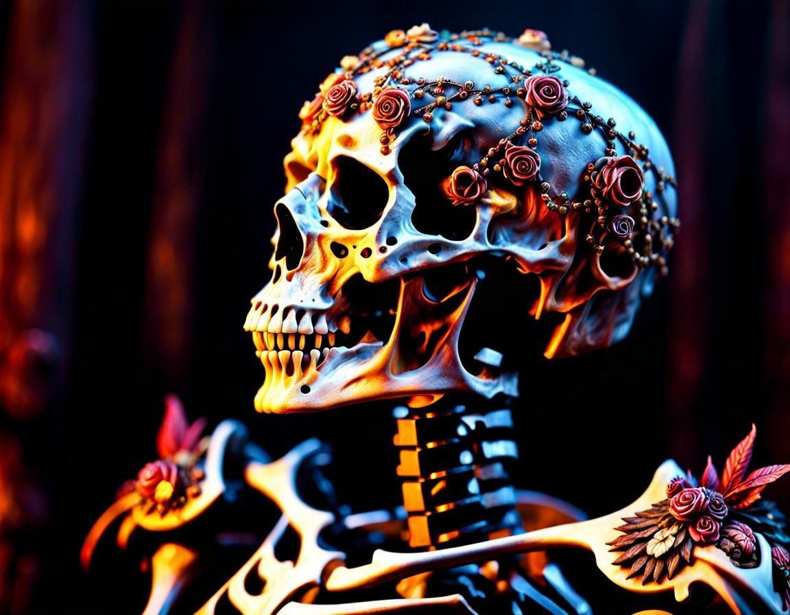 Lich Skeleton Emerges: Hyperrealistic Digital Art