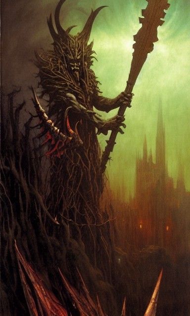 Sinister God of Fiends in Classic Fantasy Art
