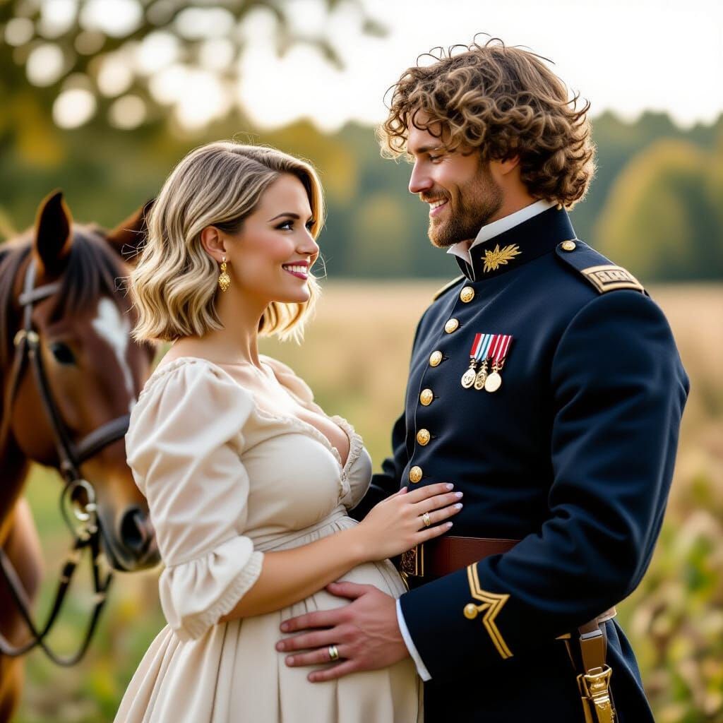 Civil War Couple in Romantic Field Scene