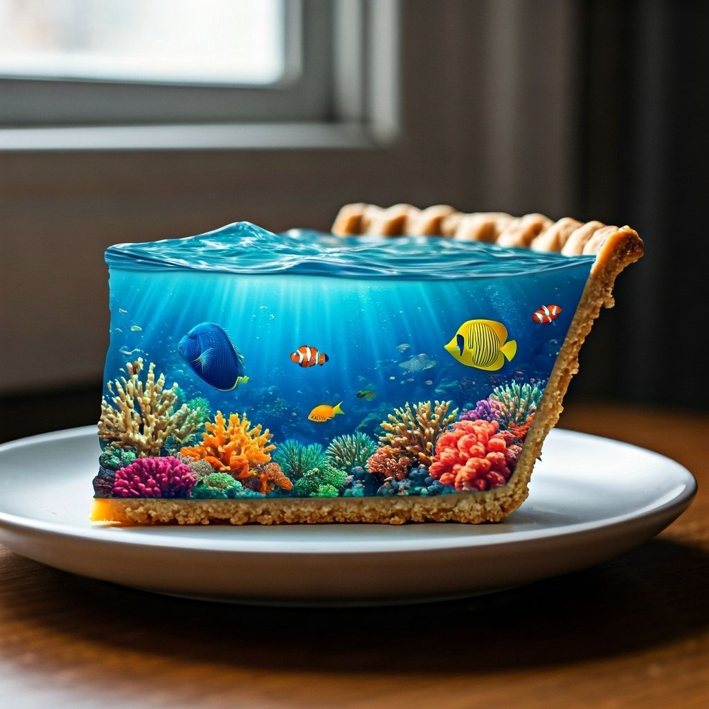 Ocean Slice Dessert: Hyperrealistic 3D Render
