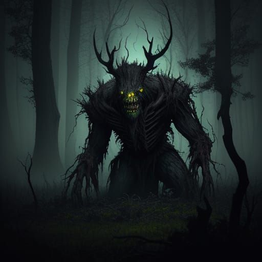 Terrifying Wendigo Carnage in Dark Fantasy Horror Scene