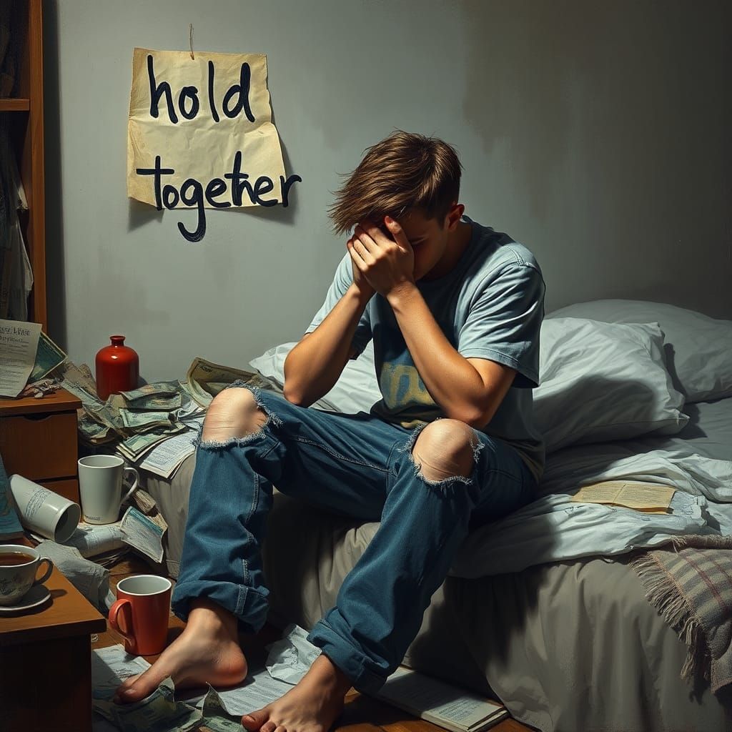 Worn Young Adult's Struggle in Moody Realism