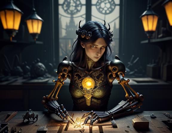 Furry Skeleton Bone Repair, Dark Fantasy Art