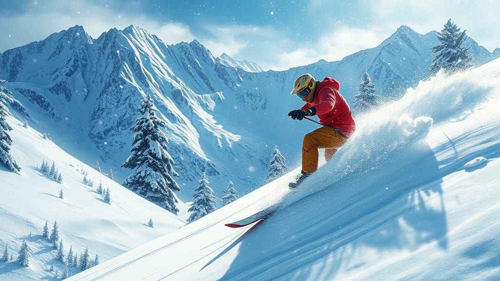 Surreal Winter Action Scene in High-Tech Realism