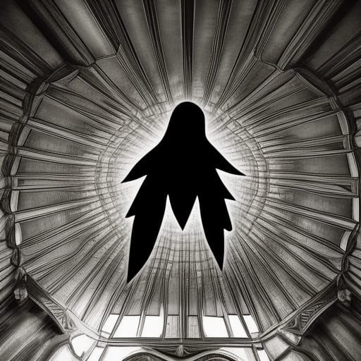 Ethereal Dark Ghost Soaring in a Moody Scene