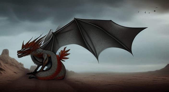 Epic Dragon in Desert Digital Matte Painting