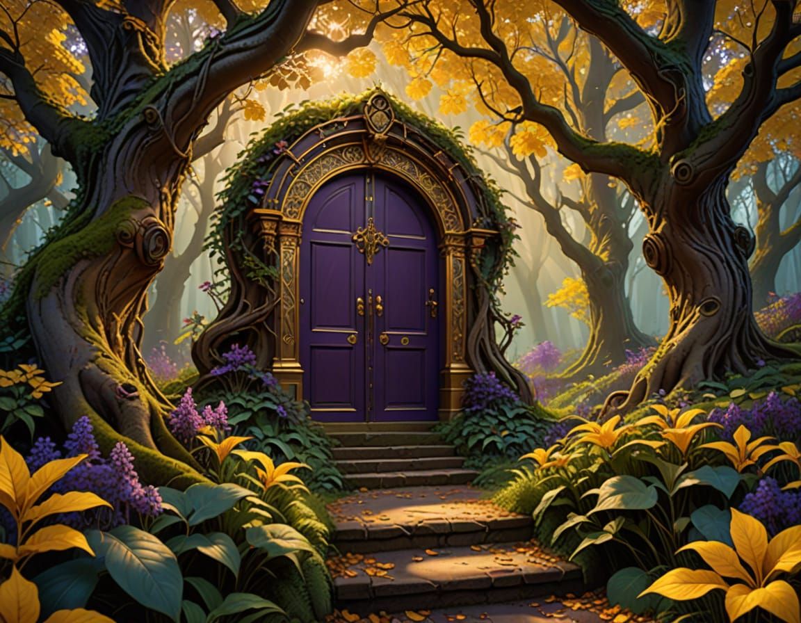 Whispers of Ancient Wisdom: Enchanted Forest Glows with Gold...