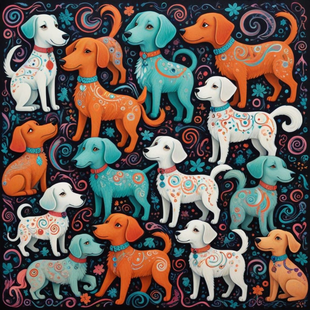 Vibrant Felted Dogs in Pop-Surrealist Graffiti Scene