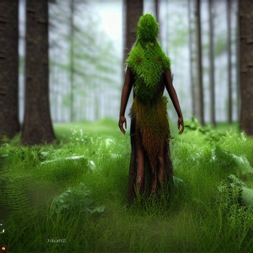 Photorealistic Druid in a Forest Landscape