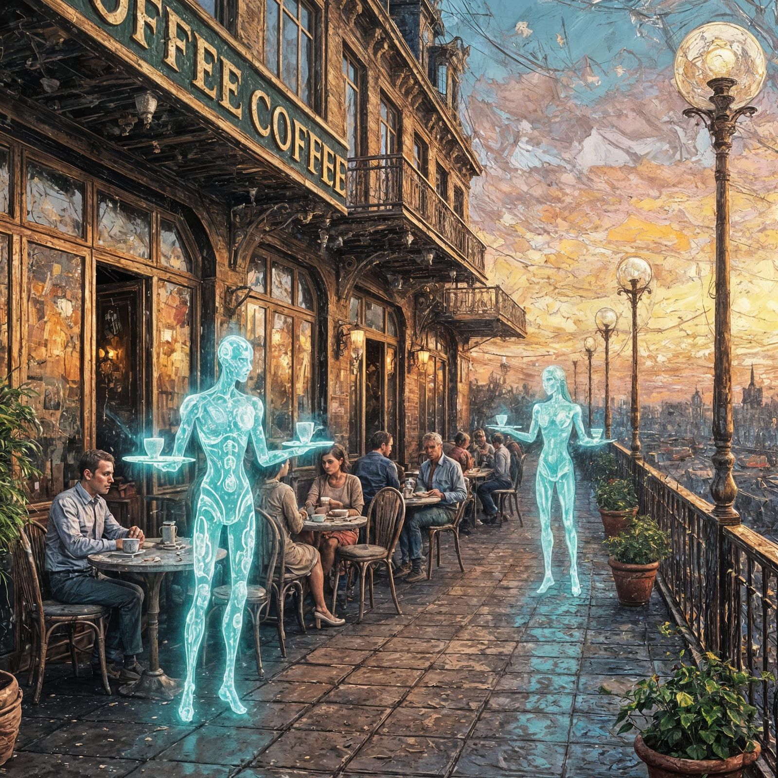 Coffee House with Cyborg Waiters