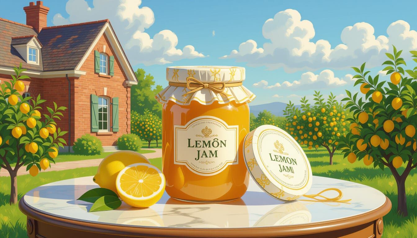 Luxurious Lemon Jam Setting In Impressionist Style
