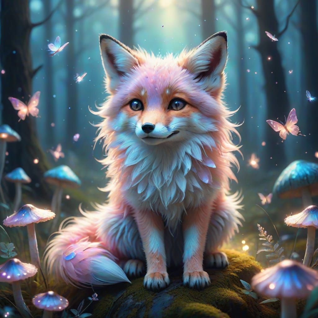 Magical Fairy Fox in Misty Forest