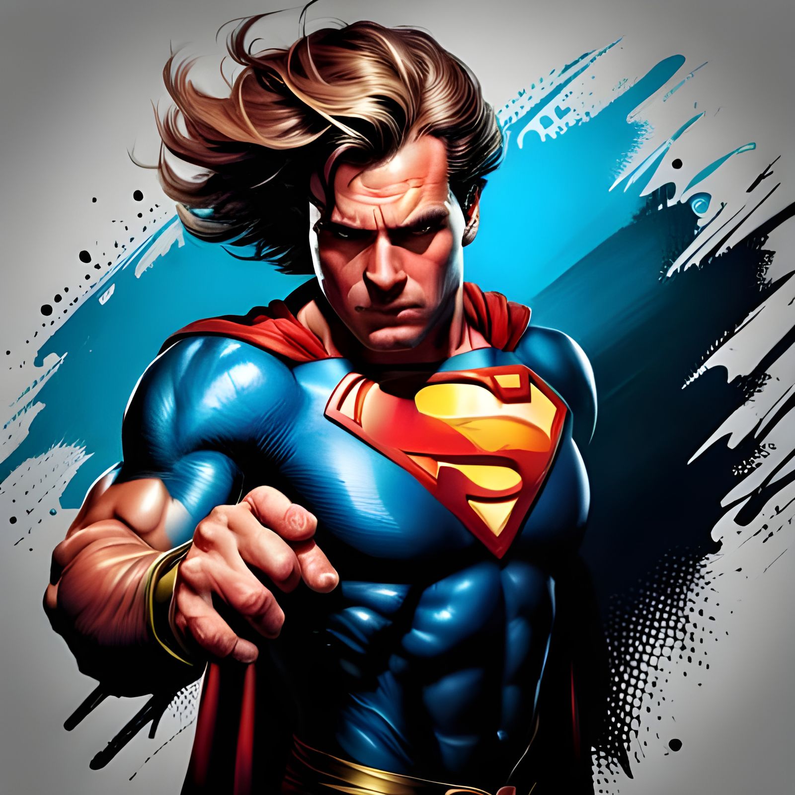 Angry Superman Hyperrealistic Portrait in 8k