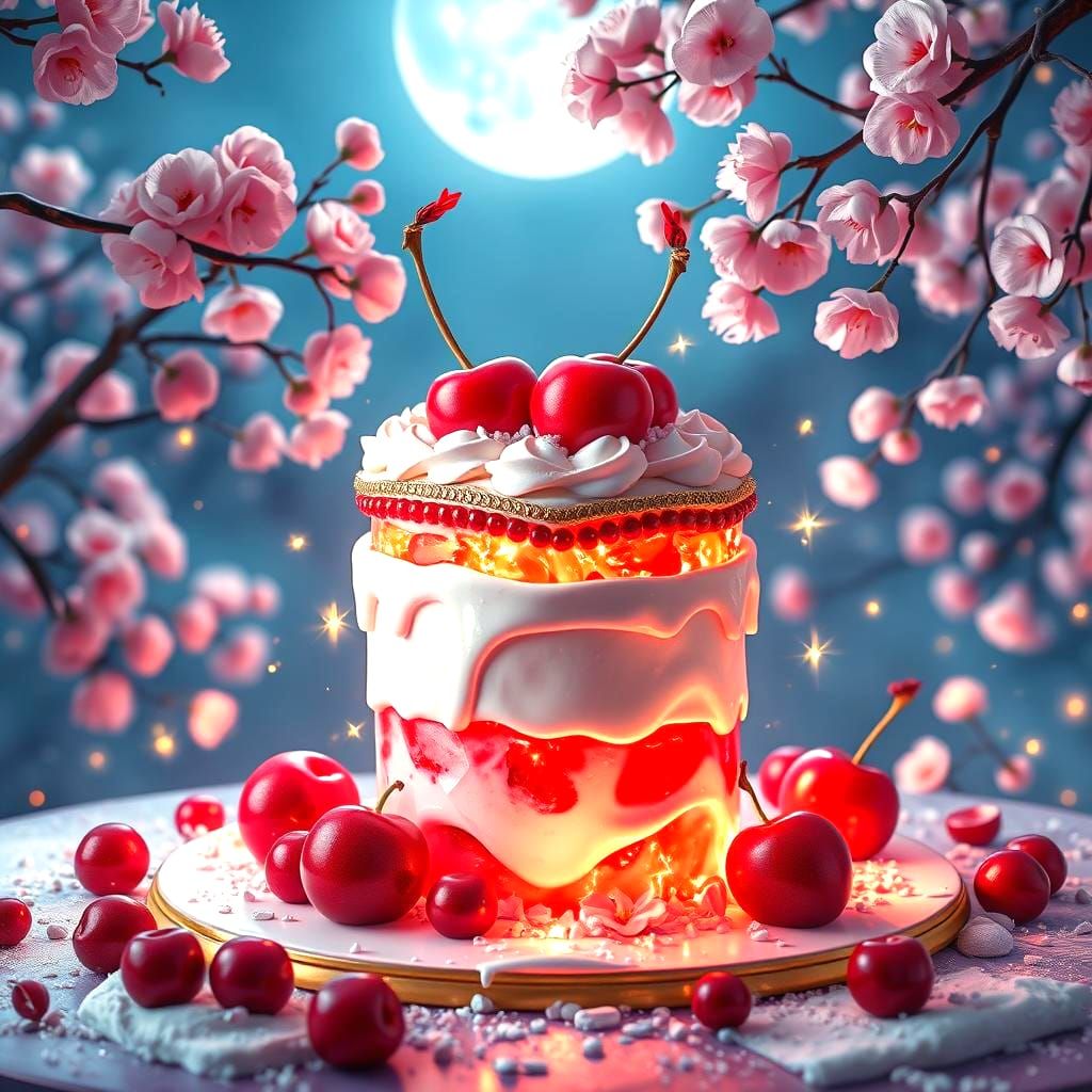 Stunning Cherry Cake with Chocolate in Fantasy Style