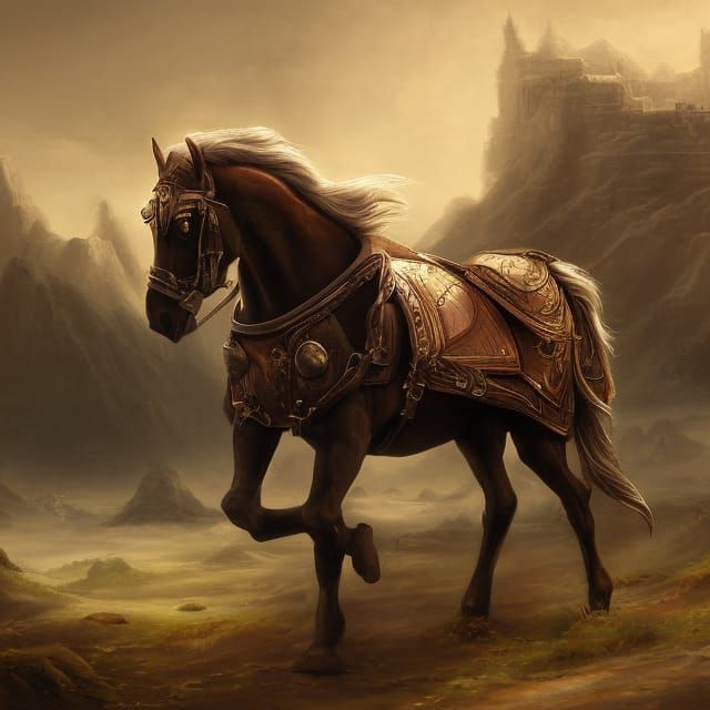 Armored Horse: Detailed Matte Painting