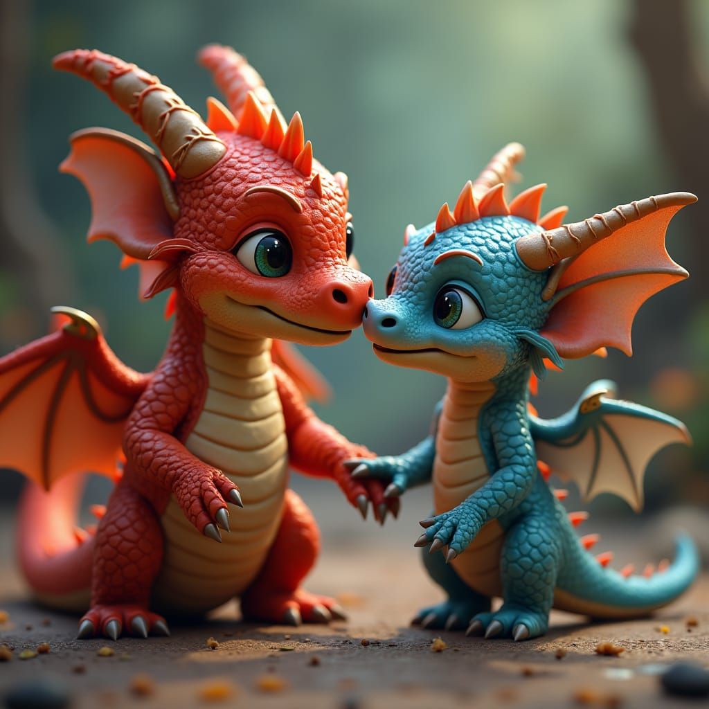 Baby Dragon and Prince Portrait: Fantasy Art