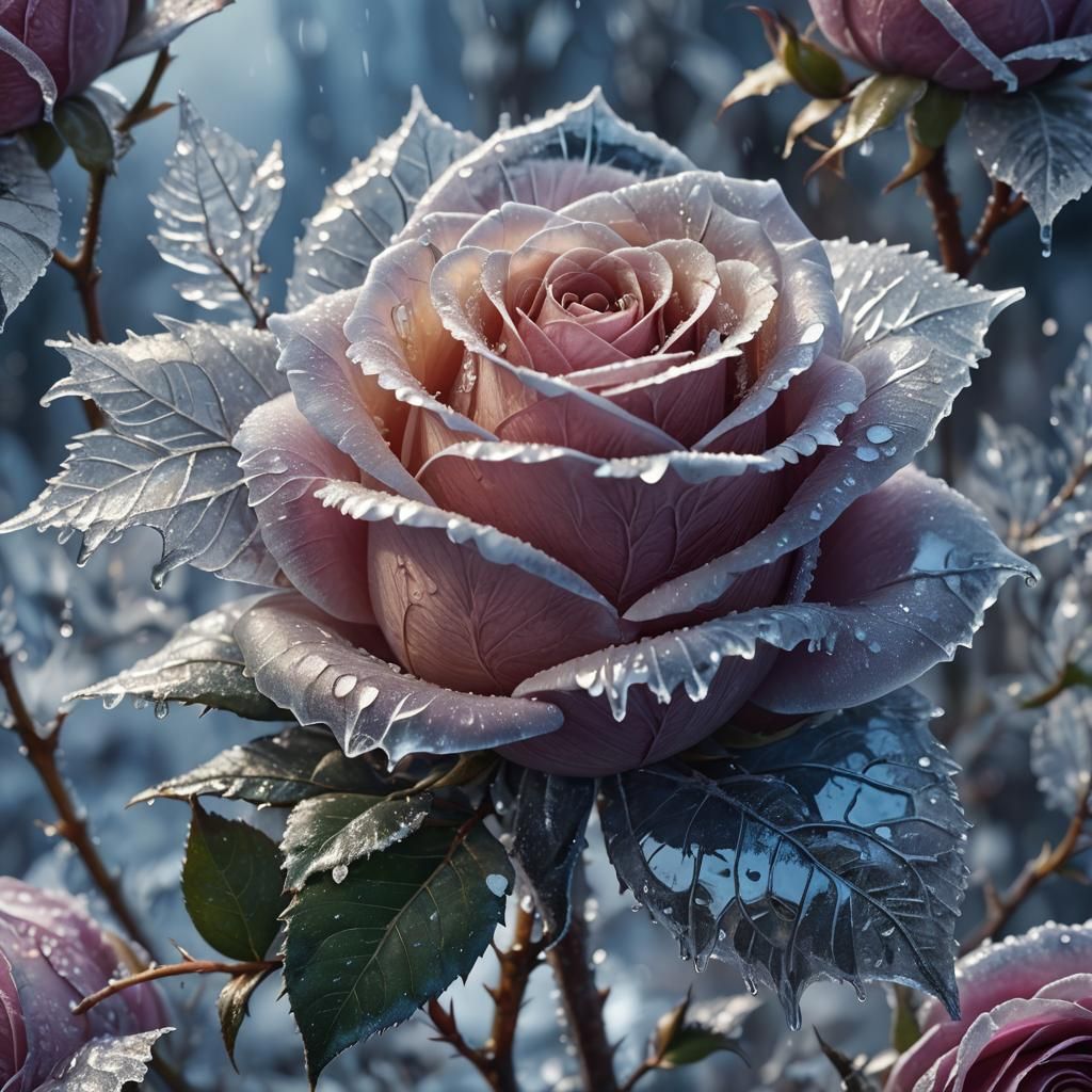 Melting Ice Rose: A Fantastical Digital Painting