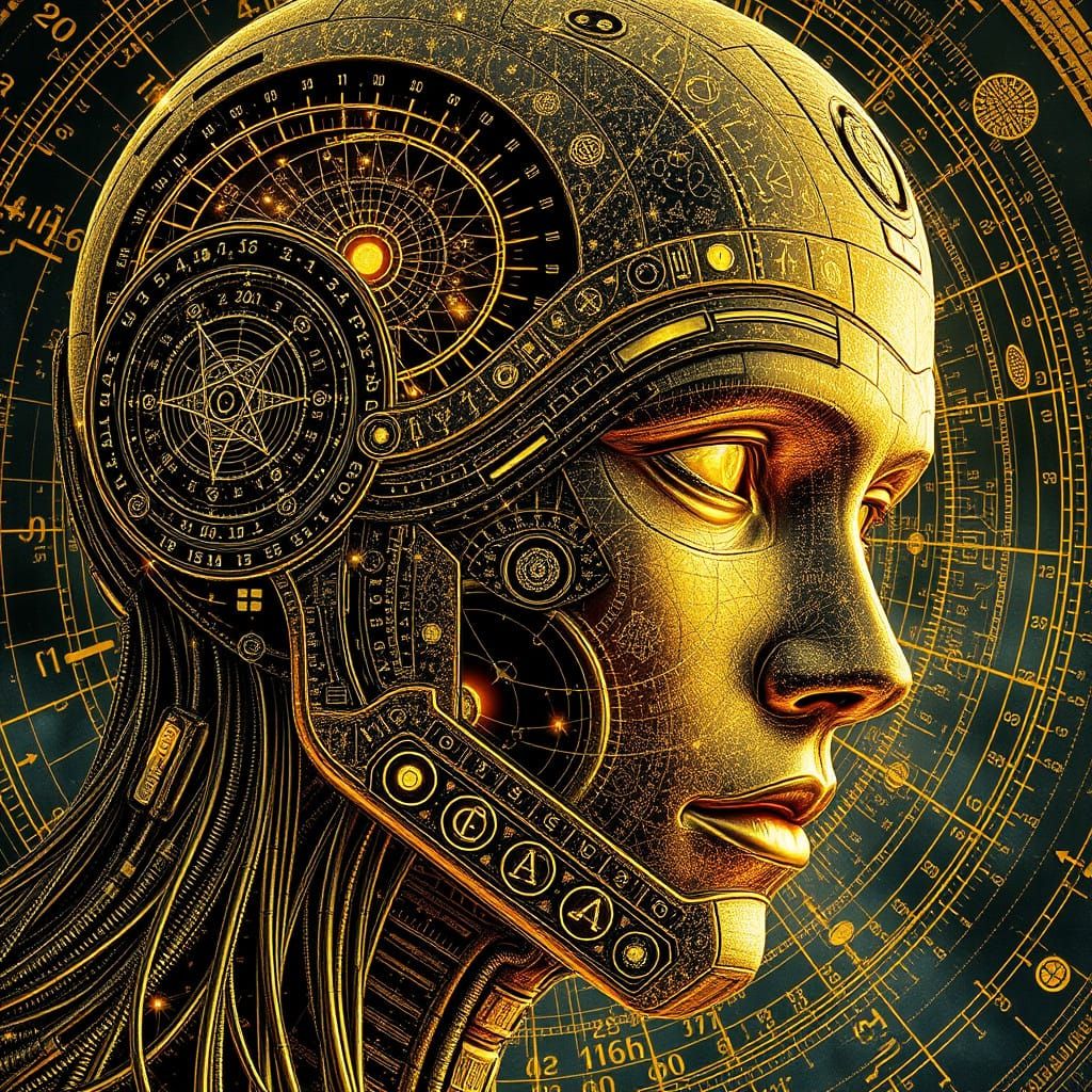 Cyborg Head in Cosmic Graffiti