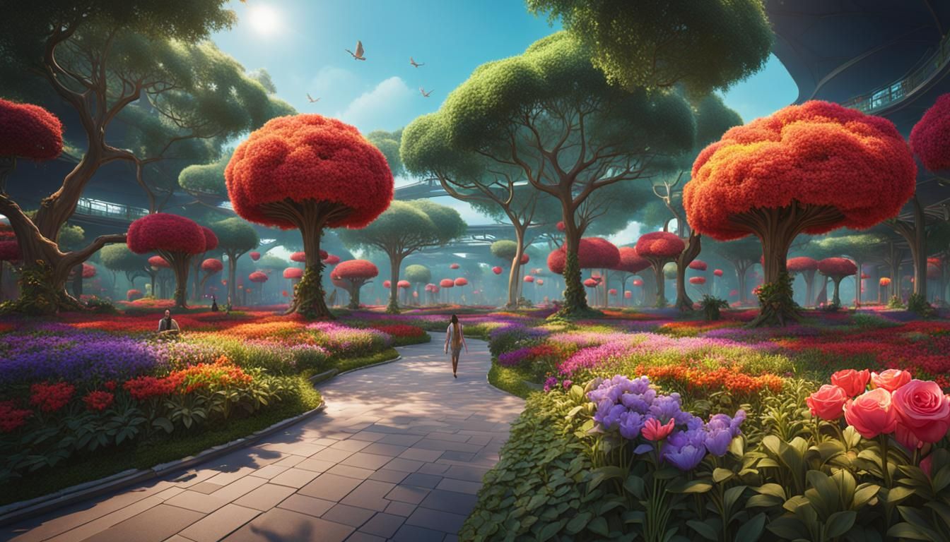 Modern Singapore Park: Vibrant Fantasy Concept Art