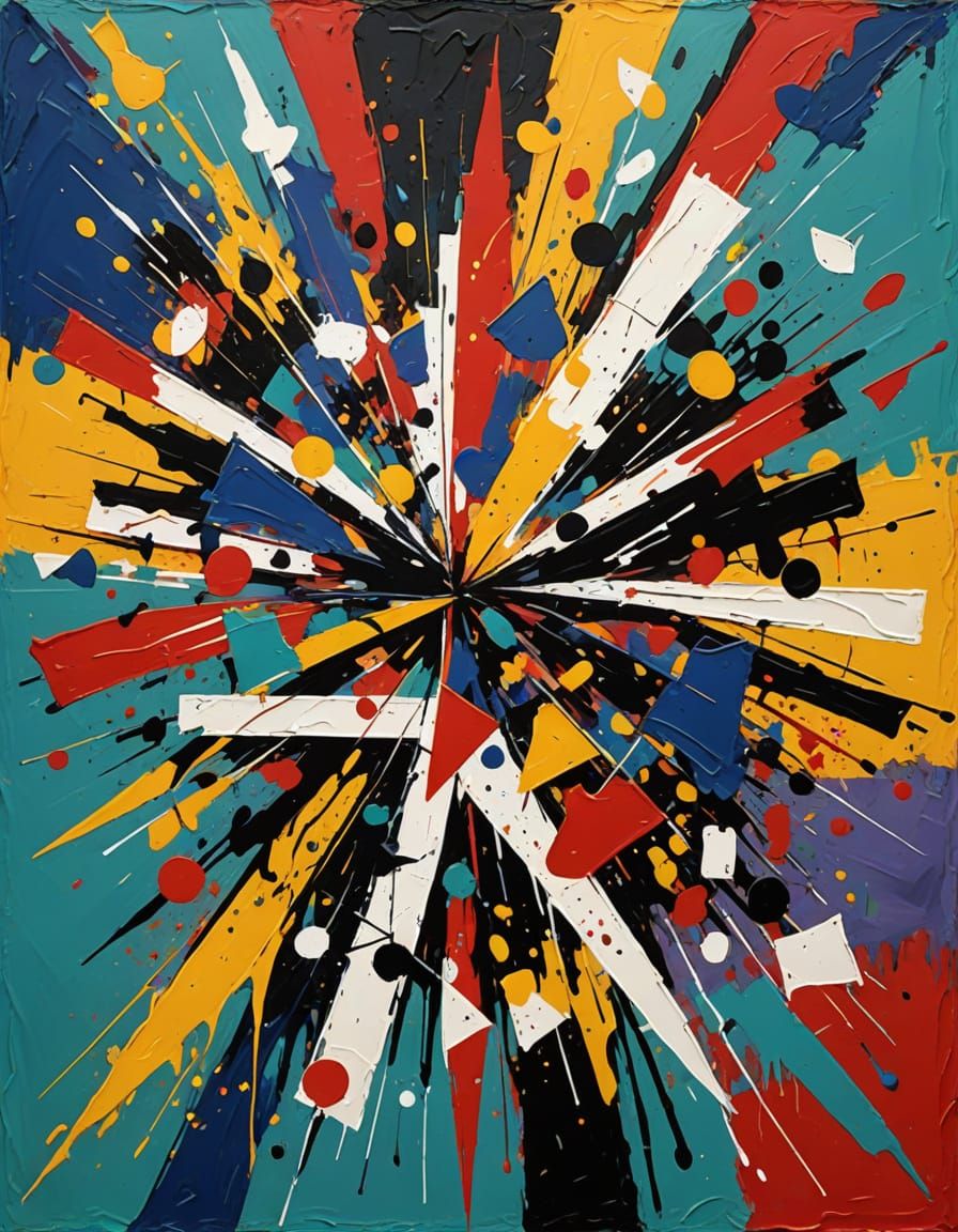 Abstract Royal Court: Card Suits Explode in Energetic Style