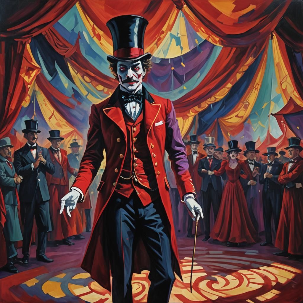 Surrealist Veiled Circus in Fauvist Oil Painting