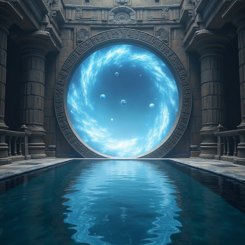 Amidst Ancient Halls, A Stargate Portal Unfurls