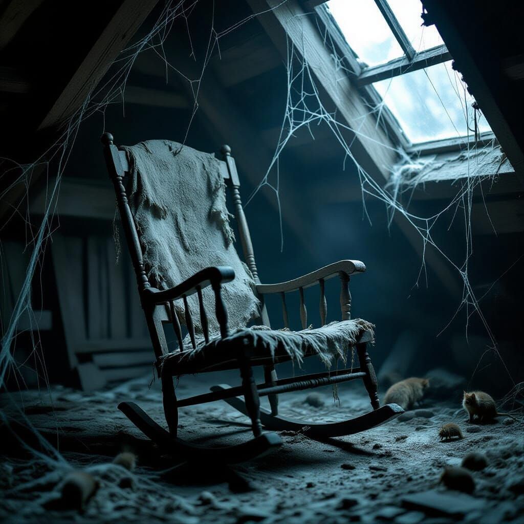 Creepy Attic Rocking Chair in Biomechanical Style