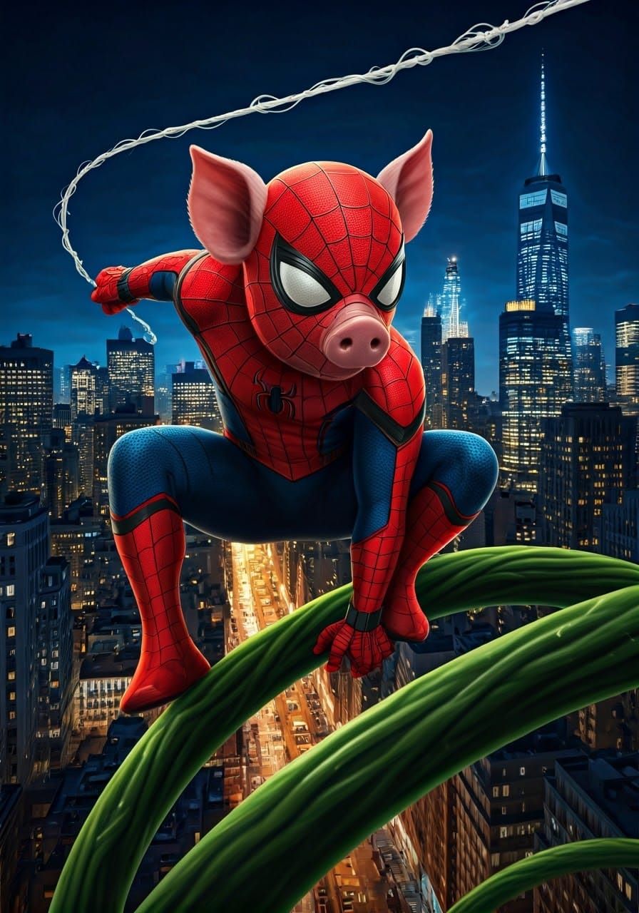 SpiderHam Swings Through Manhattan in Epic Comic Book Style