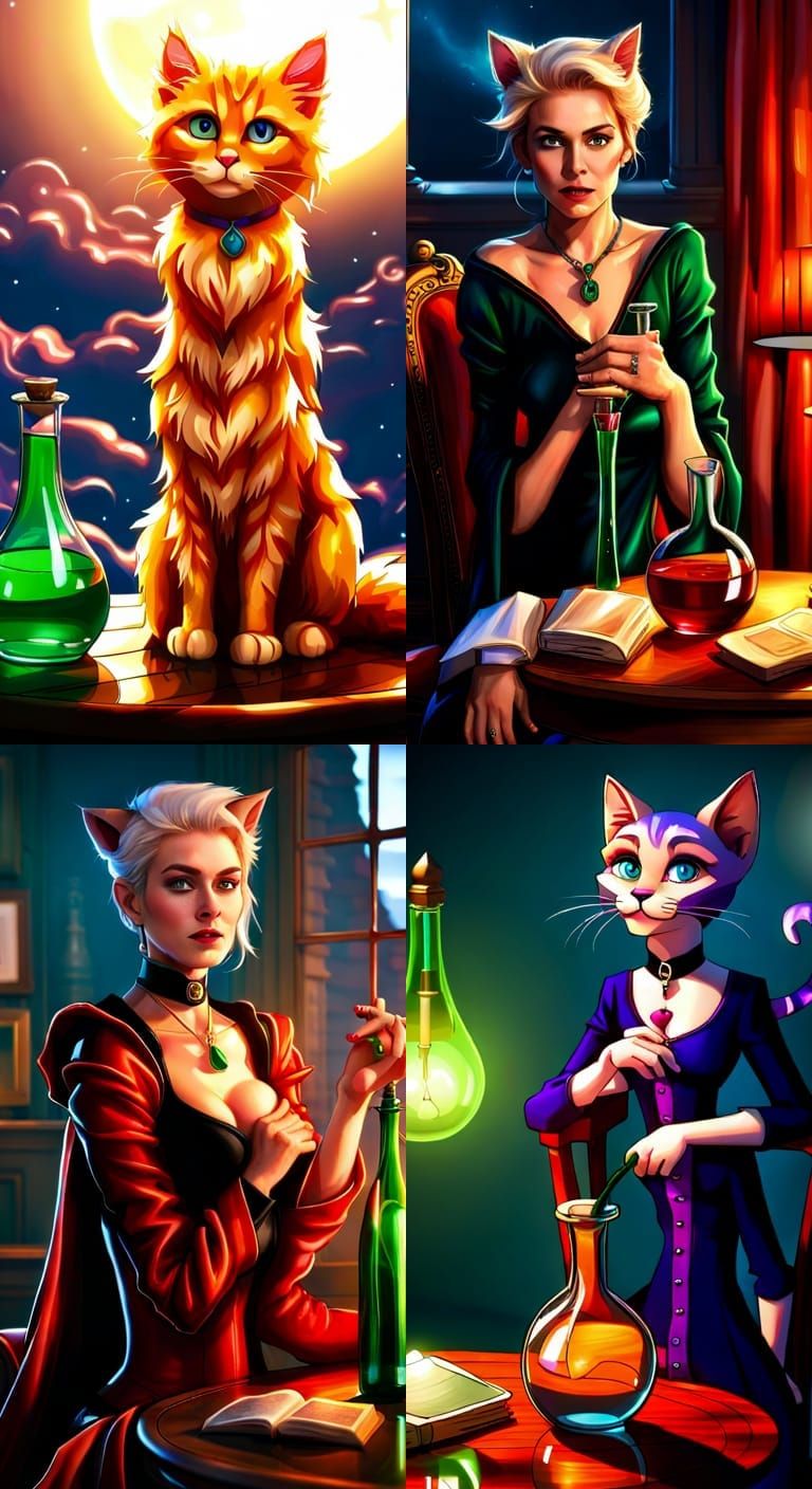 Wizard Kitten with Potion in CGI Style