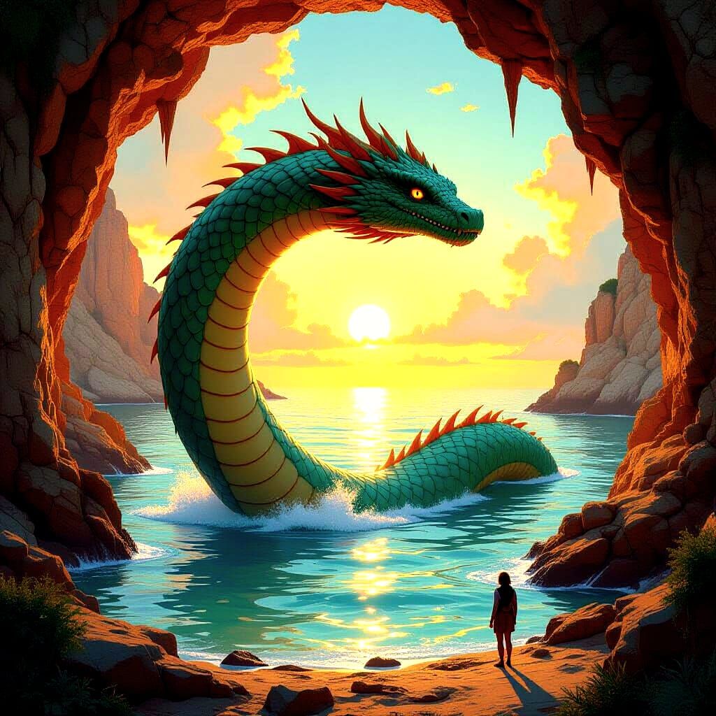 Colossal Sea Serpent Emerges in Mediterranean Sun