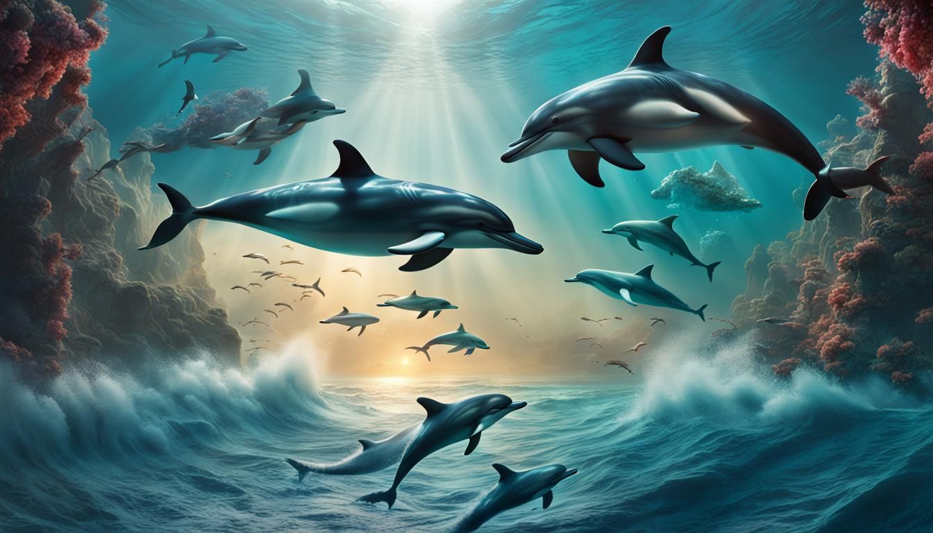 Ocean Depths: Digital Matte Painting of Dolphins