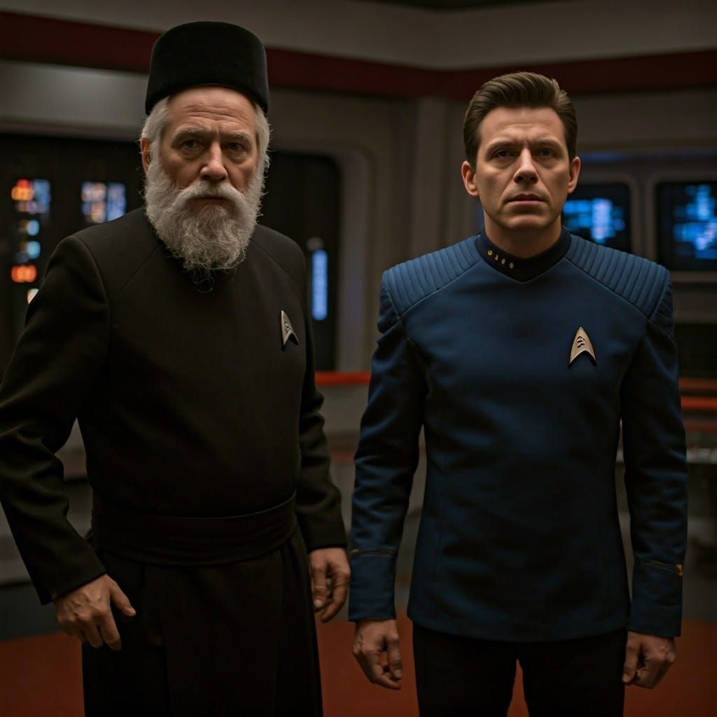 Starfleet Captain and Rabbi on Enterprise Bridge