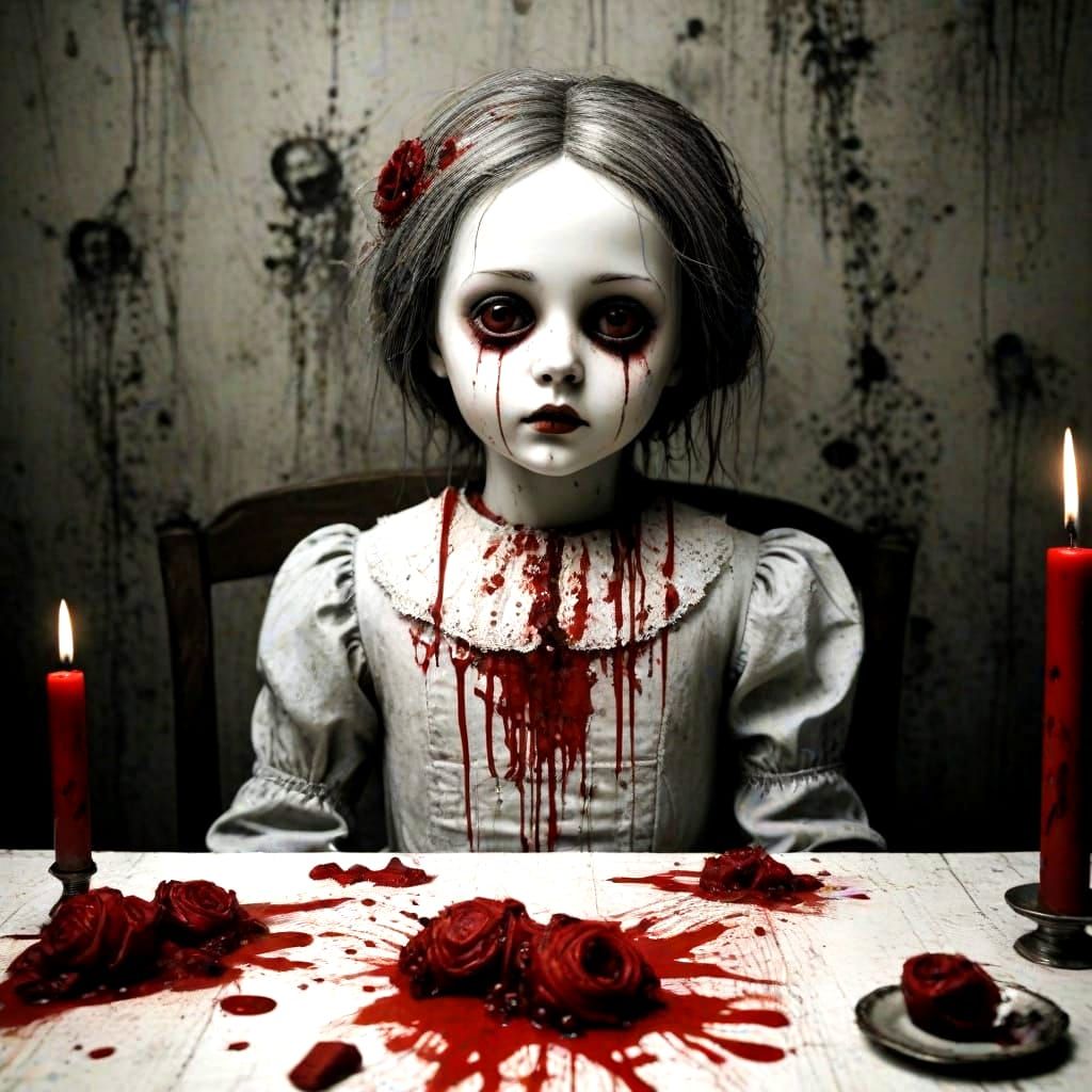 Terrifying Haunted Doll at Dinner Table