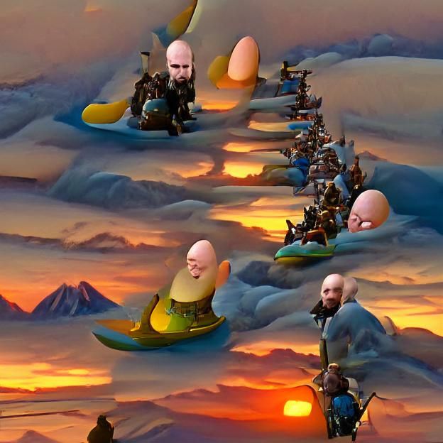 Dwarves Ride Phallic Objects into Sunset