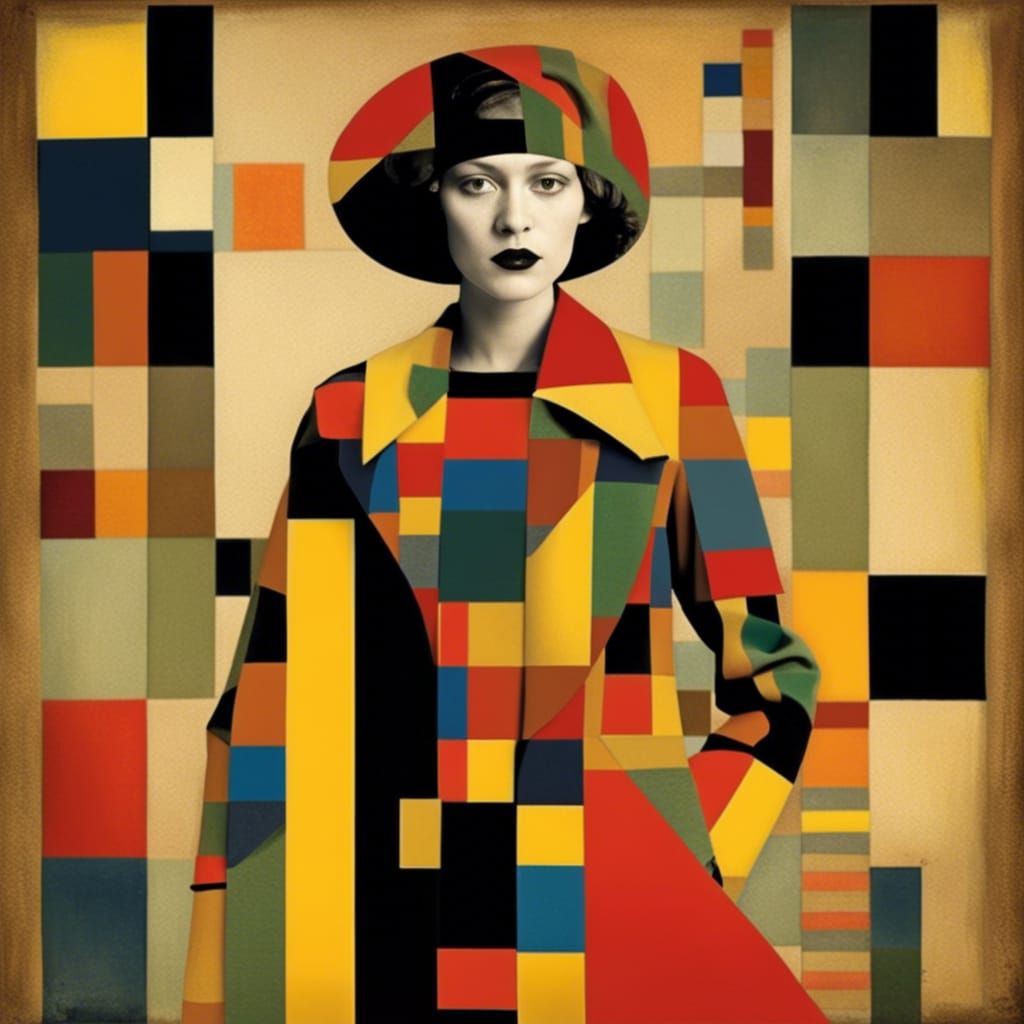 Woman in Bauhaus Fashion, Abstract Art Style