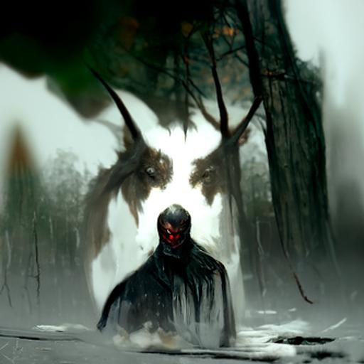 Sinister Devil in Dark Forest, Dark Fantasy Art