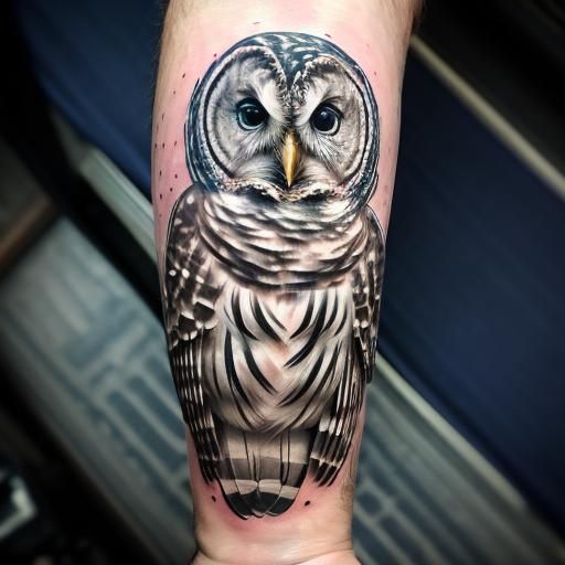 Barred Owl Tattoo Design with Galaxy Background