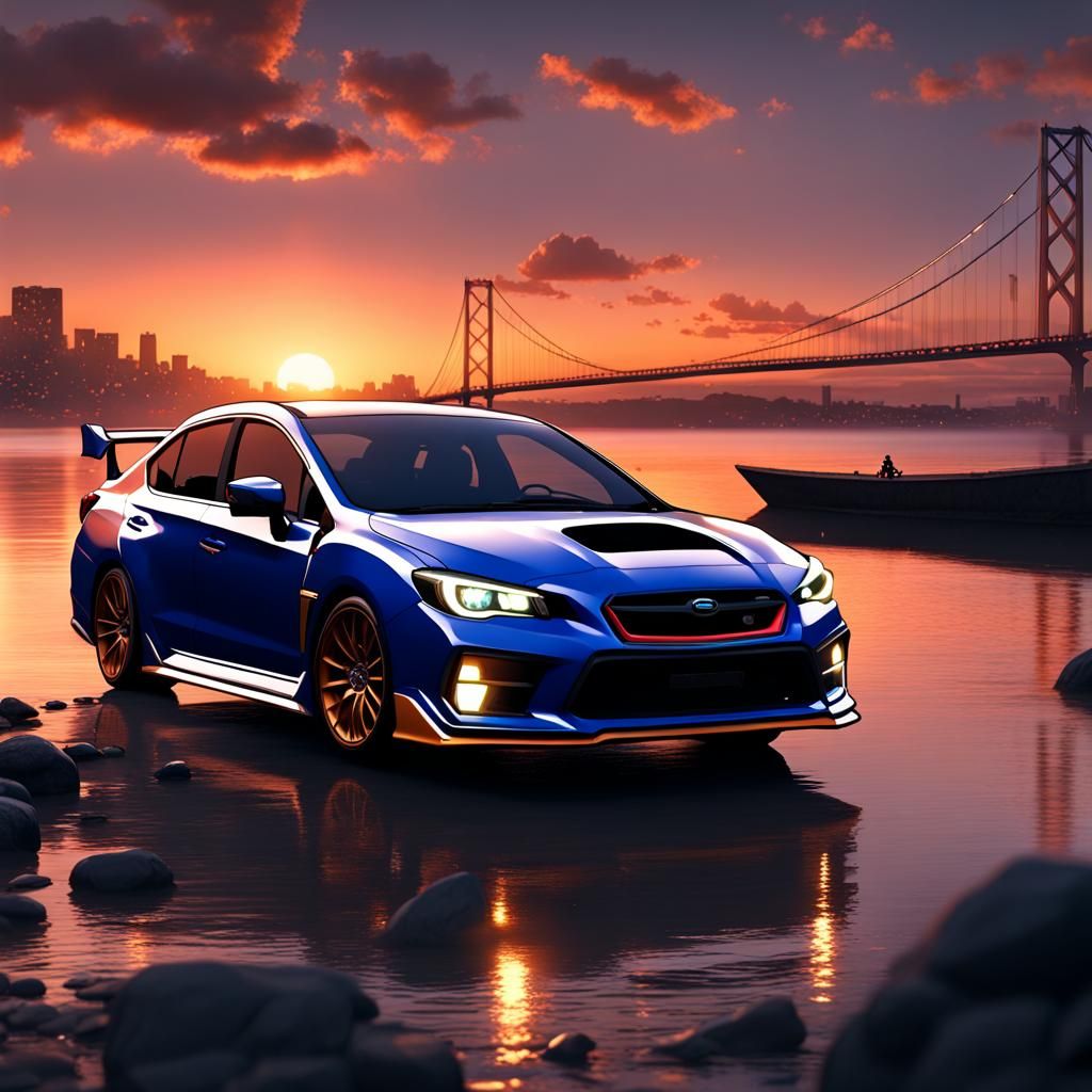 Subaru WRX at Sunset: Detailed Matte Painting