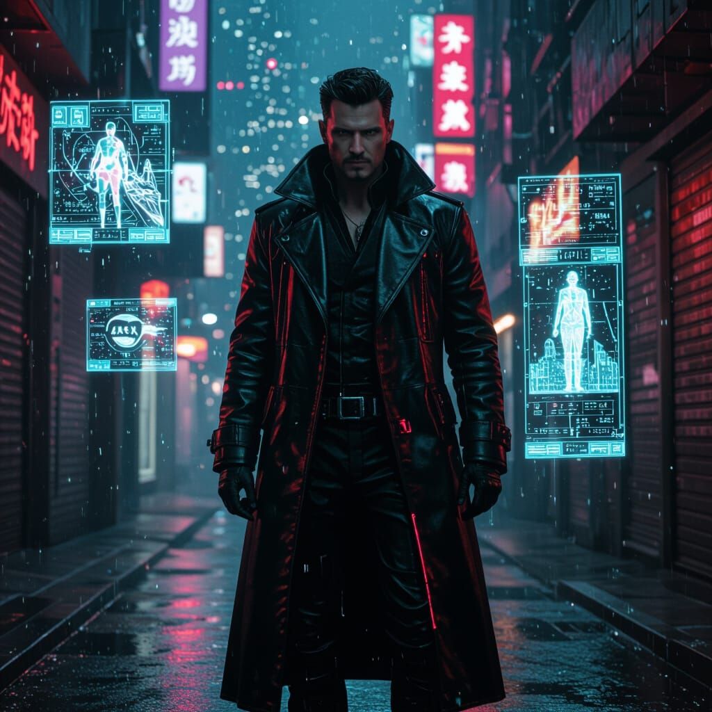 Cyberpunk Character in Futuristic Cityscape