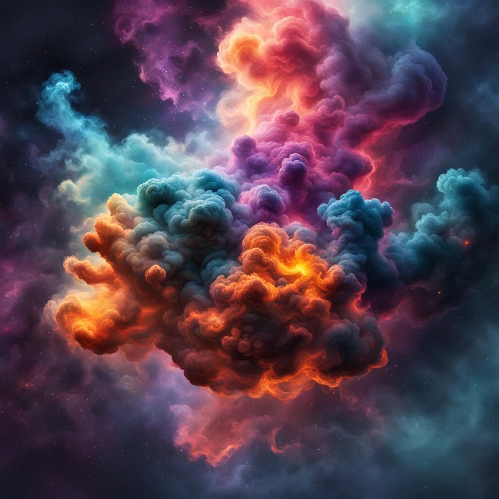 Hyperrealistic Nebula Galaxy Smoke Splash Art