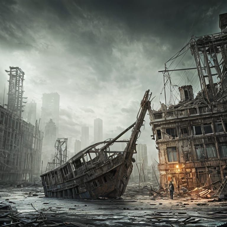 Post-Apocalyptic Derelict Ship Matte Painting