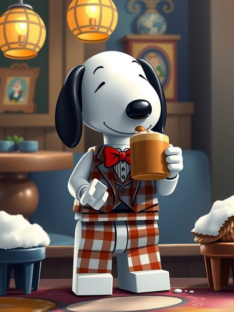 Snoopy Drinking Hot Chocolate