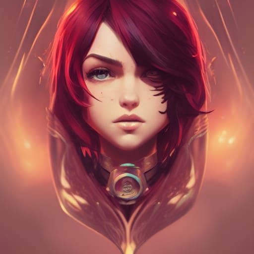 Ruby Rose Chibi Portrait in Art Nouveau Style